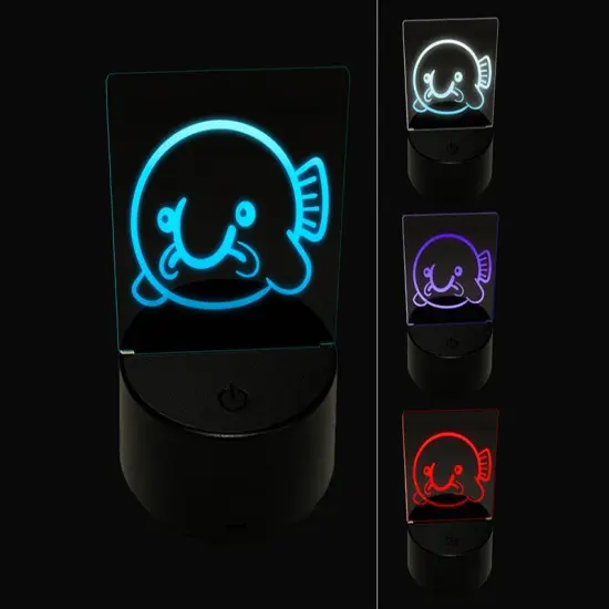 Kawaii Sad Blobfish 3D Illusion LED Night Light Sign Nightstand Desk Lamp {1}