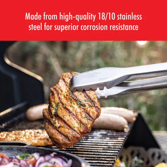 ZWILLING BBQ+ 16 inch Triple Rivet Stainless Steel Locking Grill Tongs {4}