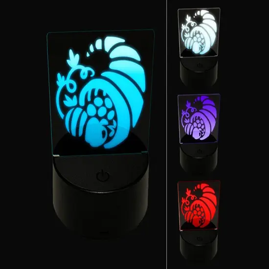 Thanksgiving Fall Cornucopia 3D Illusion LED Night Light Sign Nightstand Desk Lamp {1}
