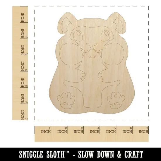 Chubby Cheek Hamster Unfinished Wood Shape Piece Cutout for DIY Craft Projects {1}