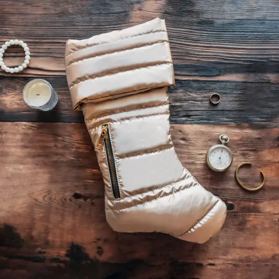 Matte Gold Puffer Christmas Stocking {2}