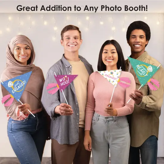 Big Dot of Happiness Just Engaged - Colorful - Triangle Engagement Party Photo Props - Pennant Flag Centerpieces - Set of 20 {6}