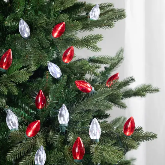 Northlight LED C9 Christmas Lights - Red and Pure White - 16' Green Wire - 25ct {4}
