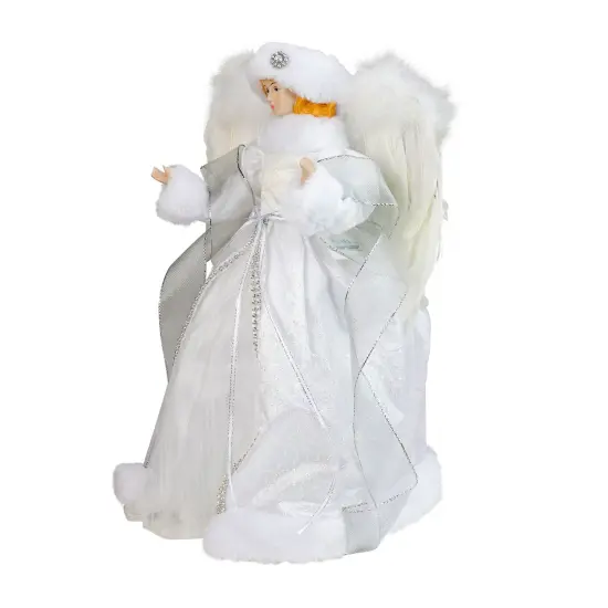 Roman 14" White Angel in a Sparkly Dress Christmas Tree Topper- Unlit {5}