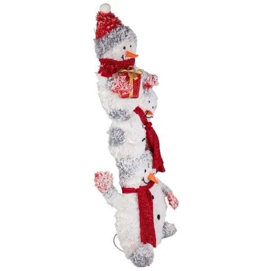 Northlight 42" Lighted Stacked Snowman Family Outdoor Christmas Decoraton White {5}