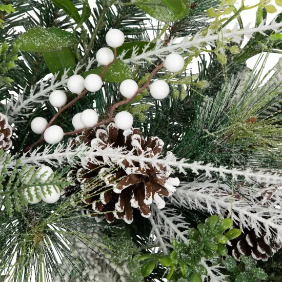 Northlight Real Touch&trade;️ Frosted Pinecones and Berries Christmas Wreath - 36" - Unlit Green {7}