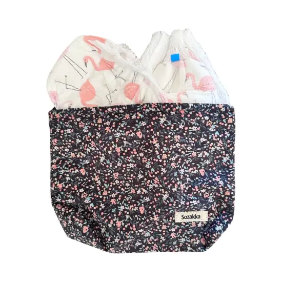 Wrapables Cosmetic Pouch, Makeup and Toiletry Travel Bag, Flowers on Black {4}