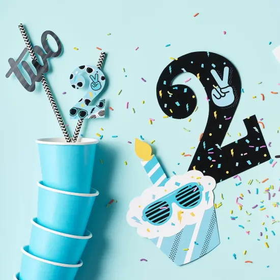 Big Dot of Happiness Two Cool - Boy - Blue 2nd Birthday Party Centerpiece Sticks - Table Toppers - Set of 15 {3}