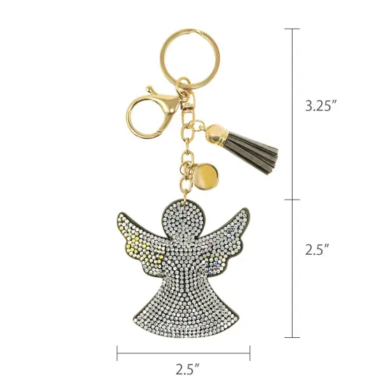 Wrapables Crystal Bling Key Chain Keyring with Tassel Car Purse Handbag Pendant, Angel {2}