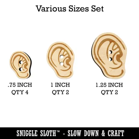 The Human Ear Wood Buttons for Sewing Knitting Crochet DIY Craft {1}