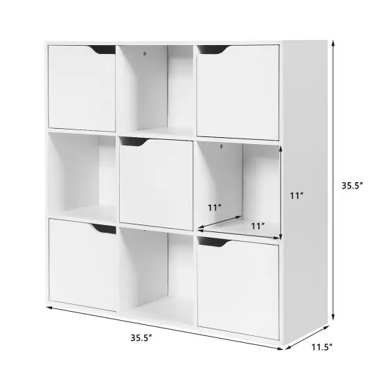 Costway 9 Cube Bookcase Cabinet Wood Bookcase Storage Shelves Room Divider Organization {2}