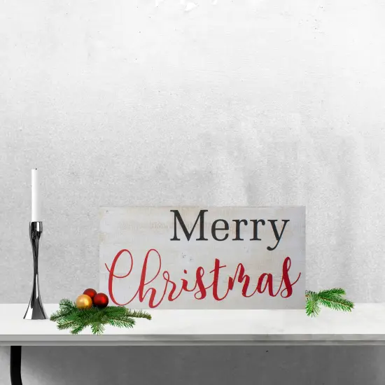 Northlight 24" Rustic Wooden 'Merry Christmas' Hanging Wall Sign White {3}