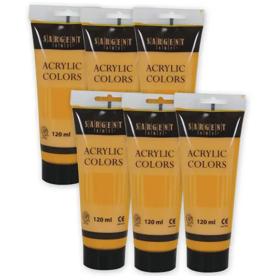 Acrylic Paint Tube, 120 ml, Cadmium Yellow Medium, Pack of 6 {1}