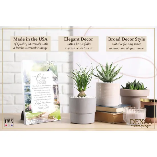 Bless This House Wood Plaque with Easel and Hook Wall Tabletop Art - 6 inches x 9 inches {3}