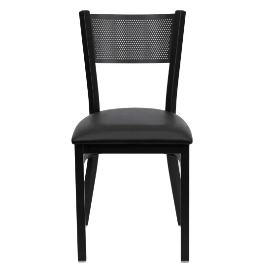 Emma and Oliver Grid Back Metal Restaurant Dining Chair BurgVYL/BlackMetal {7}
