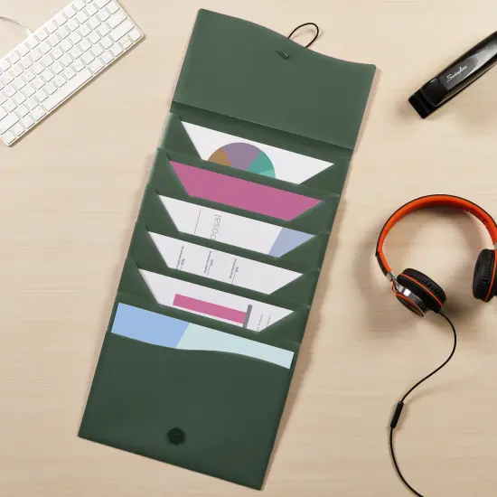 Avery Slide & View Expanding File Folder, 6 Pockets, Letter Size, 1 Sage Folder (73546) {3}