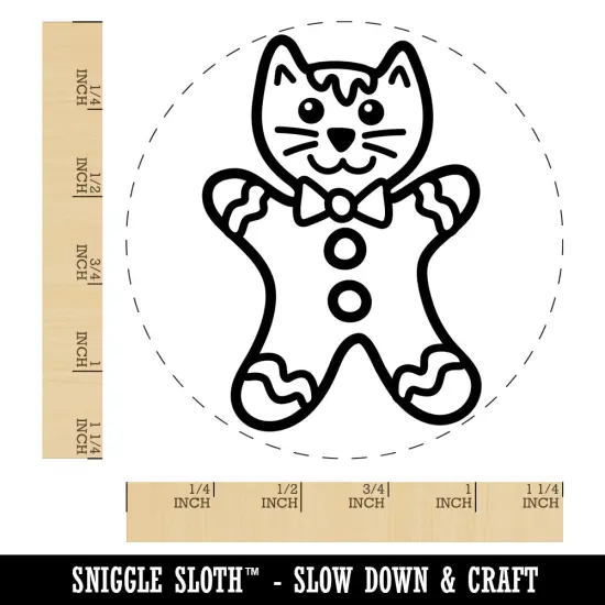Christmas Gingerbread Cat Rubber Stamp for Stamping Crafting Planners {1}
