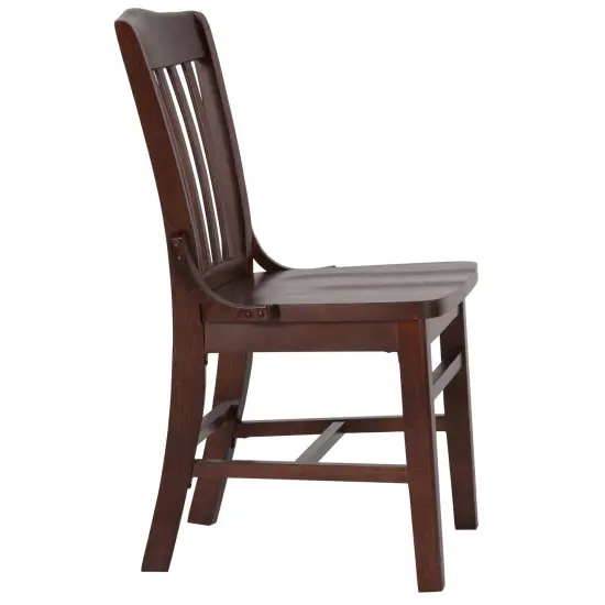 Emma and Oliver School House Back Wooden Restaurant Dining Chair Walnut {6}