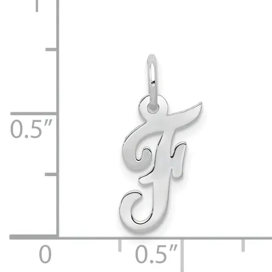 14K White Gold Small Script Initial Letter F Charm Jewerly 17mm x 8mm {4}