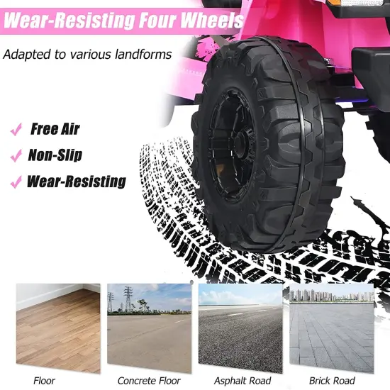 12V Kids Ride-on Jeep Car with 2.4 G Remote Control and LED Light Effects Pink {6}