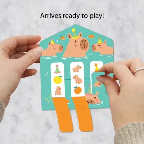 Big Dot of Happiness Capy Birthday - Capybara Party Game Pickle Cards - Pull Tabs 3-in-a-Row - Set of 12 {3}