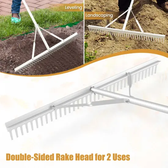 Costway Landscape Rake with 36" Head & 68" Handle Heavy-Duty Aluminum Leaf Rake for Lawns {6}