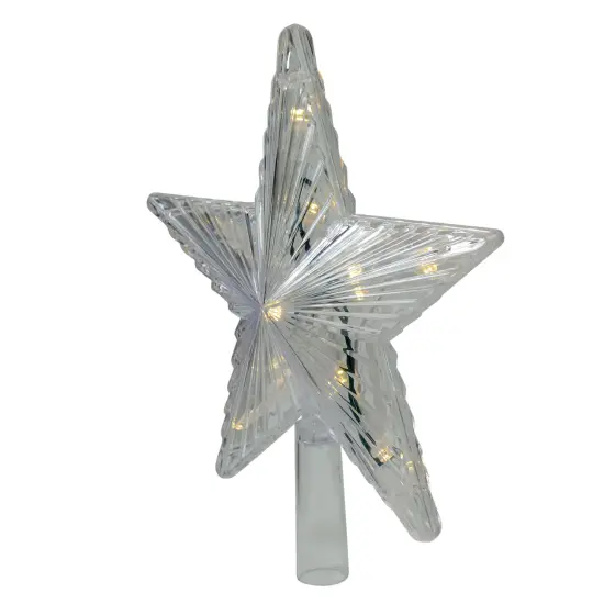 Hofert 9.5" Lighted White Star Christmas Tree Topper - White and Multicolor LED Lights {3}