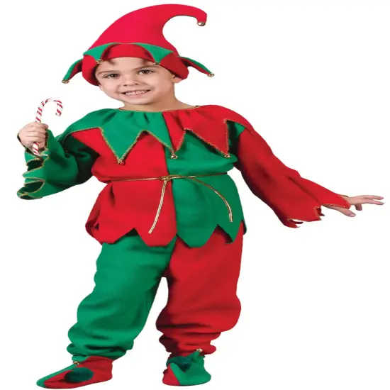 Fun World Red and Green Elf Plush Unisex Child Christmas Costume - Large {3}
