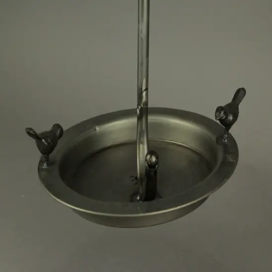 Distressed White Metal Art Umbrella Hanging Bird Feeder {4}