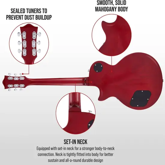 LyxPro 39" Les Paul Solid Body Beginner Electric Guitar {2}