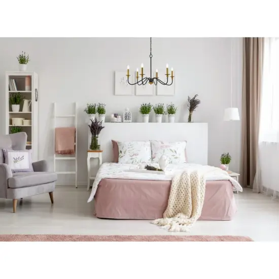 Rohan 30 inch chandelier in matte black and brass {2}