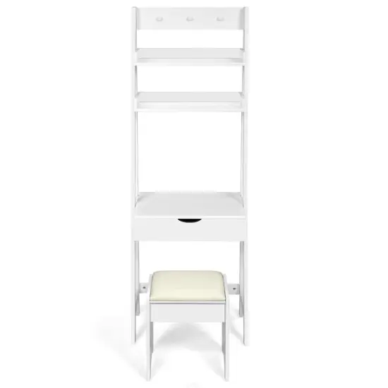 Makeup Dressing Table Shelf Vanity Set with Flip Top Mirror {4}