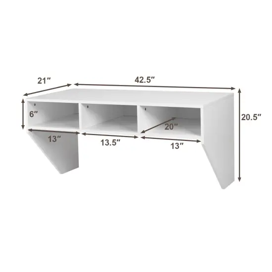Wall Mounted Floating Computer Table Desk Home Office Furni Storage Shelf White {2}