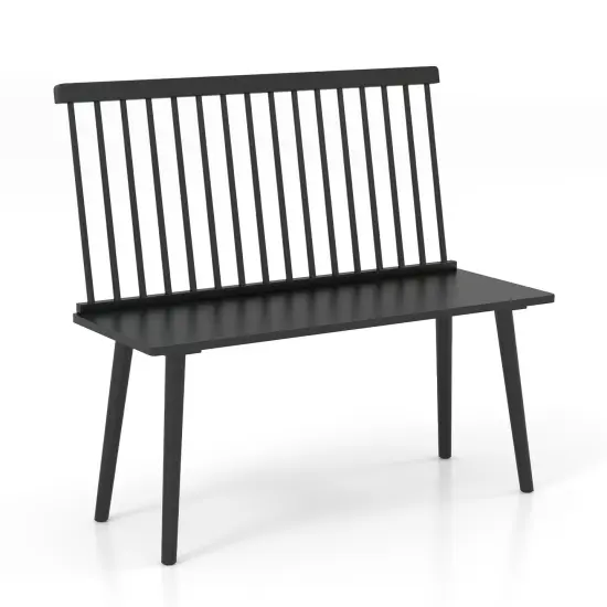 Entryway Bench For 2 With Spindle Back For Kitchen Dining Room Hallway-black Black {3}