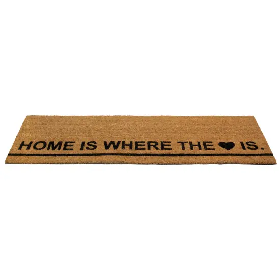 Northlight Natural Coir Outdoor Rectangular "Home Is Where the Heart Is" Doormat 16" x 48" Brown {4}