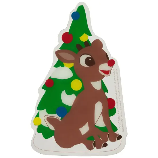 Northlight 8" Rudolph and Christmas Tree Double Sided Gel Window Cling Decoration Brown {5}