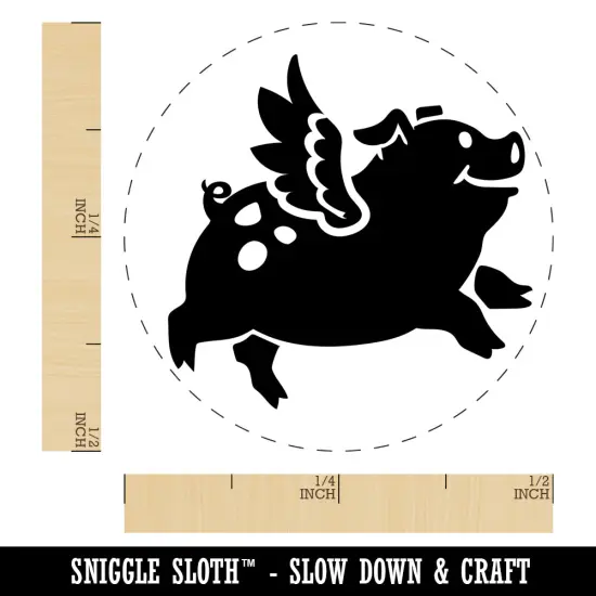 Flying Pig with Wings Self-Inking Rubber Stamp for Stamping Crafting Planners Orange {1}