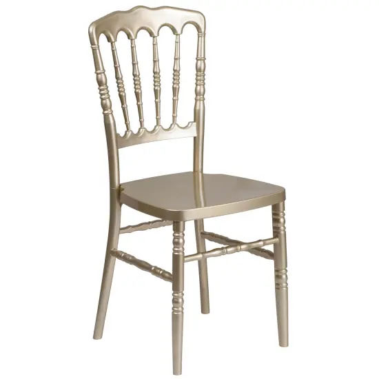 Emma and Oliver Wedding & Event Resin Stacking Napoleon Dining Chair Gold {1}