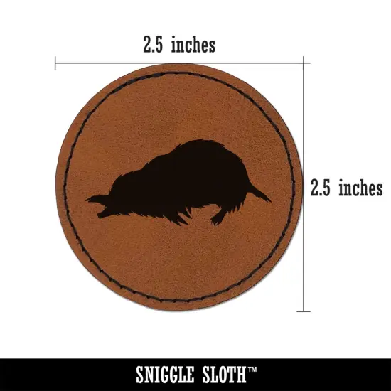 Mole Solid Round Iron-On Engraved Faux Leather Patch Applique - 2.5" Brown {2}