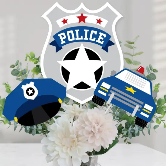 Big Dot of Happiness Calling All Units - Police - Cop Birthday Party or Baby Shower Centerpiece Sticks - Table Toppers - Set of 15 {1}
