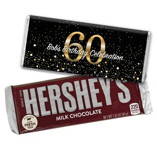 60th Birthday Candy Party Favors Wrapped Hershey's Chocolate Bars or Wrappers Only by Just Candy {2}