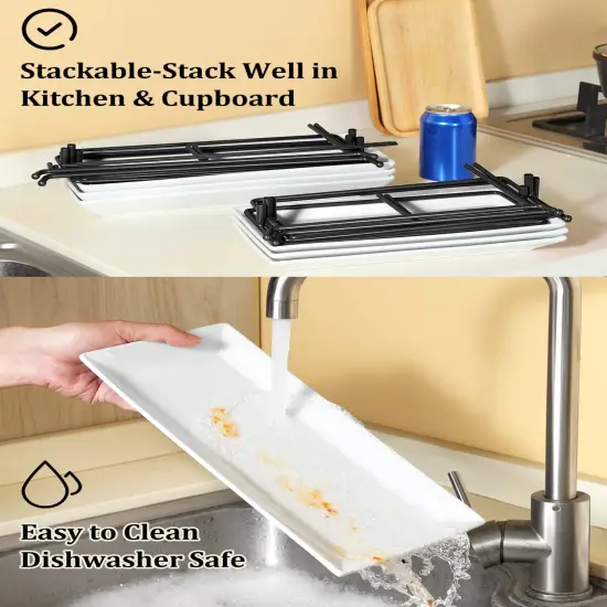 3 Tier Serving Tray Set Porcelain Tiered Serving Trays Platters, Collapsible Sturdier Stand with Stable Cross Bars, for Party Entertaining Food Display Fruit Dessert, 12 Inch {4}