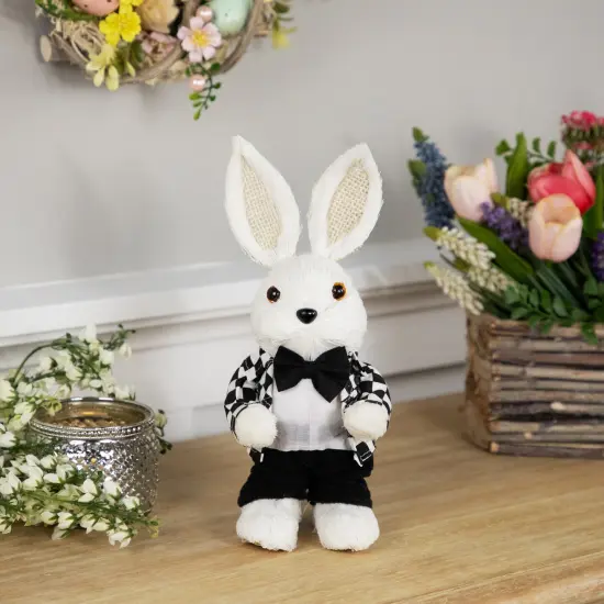 Northlight Boy Easter Rabbit Figurine in Checkered Jacket - 10" Black {3}