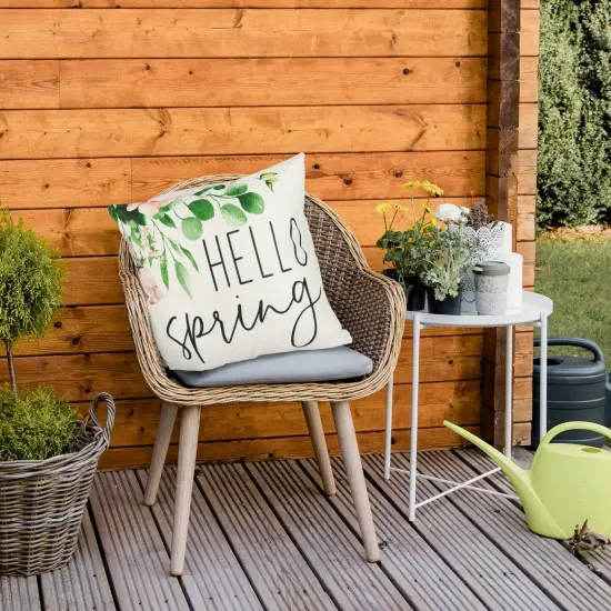 4 Pieces Spring Pillow Covers 18x18 , Spring Summer Farmhouse Throw Pillow Cover Green Garden Linen Cushion Case for Home Decor {4}