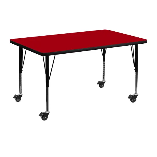 Emma and Oliver Mobile 30x48 Rectangle Laminate Preschool Activity Table Red {1}