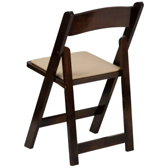 Emma and Oliver 2 Pack Wedding Party Event Wood Folding Chair with Vinyl Padded Seat Fruitwood {4}
