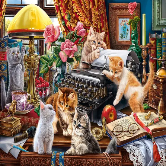 Sunsout Kittens in the Writer's Office 1000 pc Large Pieces Jigsaw Puzzle 42948 {1}