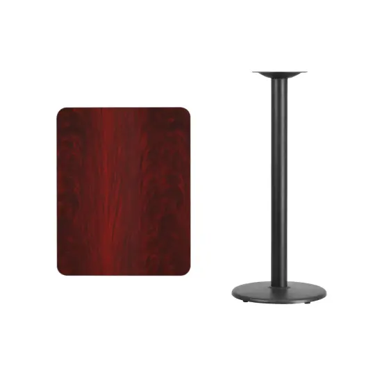 Emma and Oliver 24"x30" Rectangular Laminate Bar Table with 18" Round Base Mahogany {3}