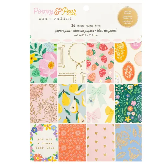 American Crafts Single-Sided Paper Pad 6"X8" 36/Pkg-Poppy And Pear {1}