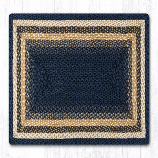 Earth Rugs RC-79 Lt. Blue/Dk. Blue/Mustard Oblong Braided Rug 27 Inch X 45 Inch {1}